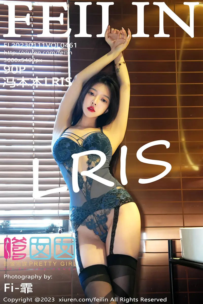 [FeiLin嗲囡囡] Vol.461 女神冯木木LRIS酒店场景灰色蕾丝情趣内衣配黑丝吊袜诱惑写真
